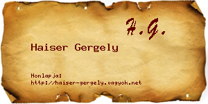 Haiser Gergely névjegykártya